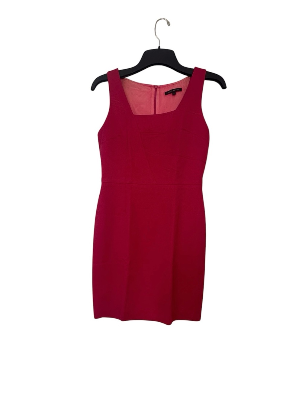 David Meister Sleeveless Square-Neck Mini Dress in Raspberry